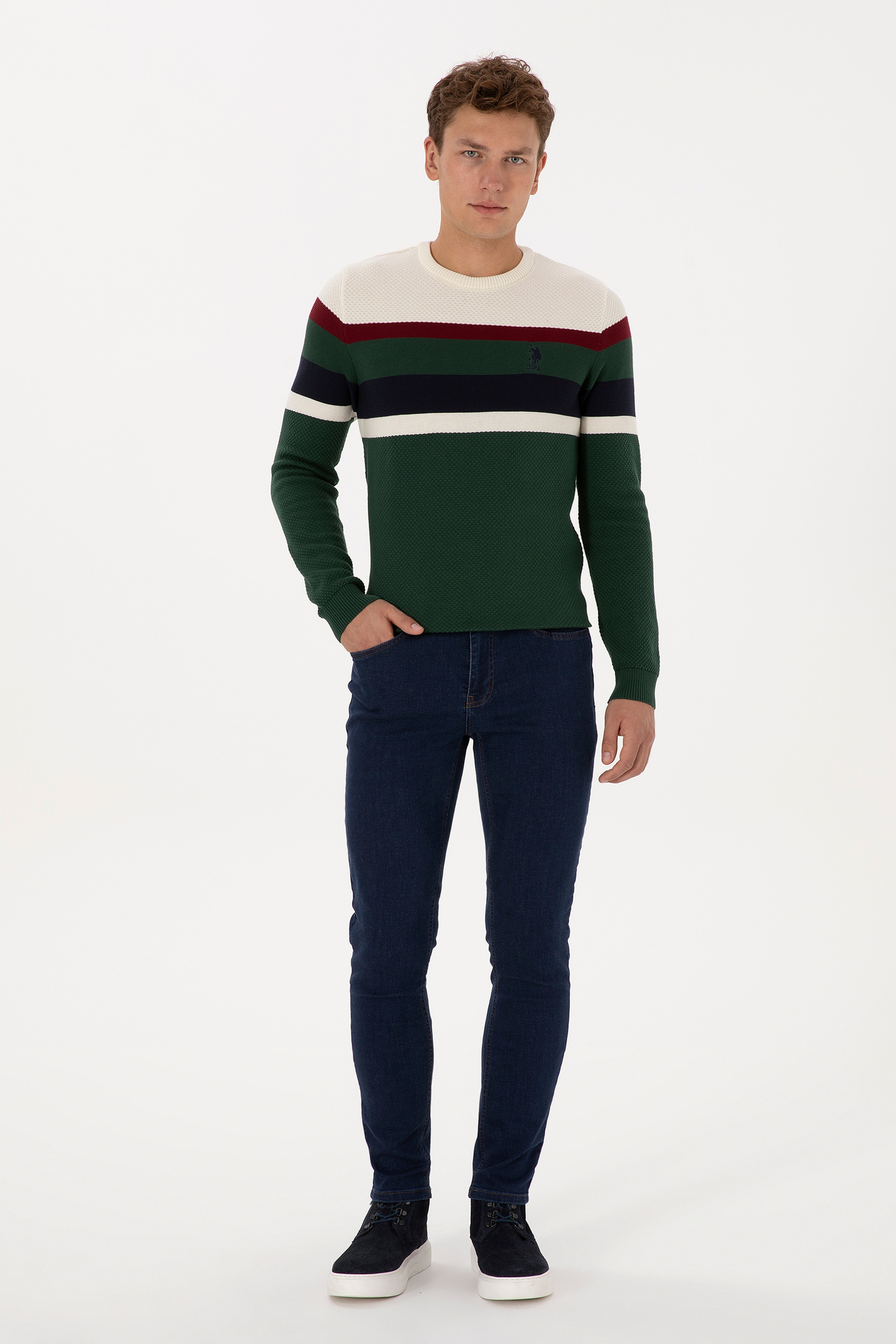 Erkek Koyu Mavi Slim Fit Jean Pantolon - Image 1