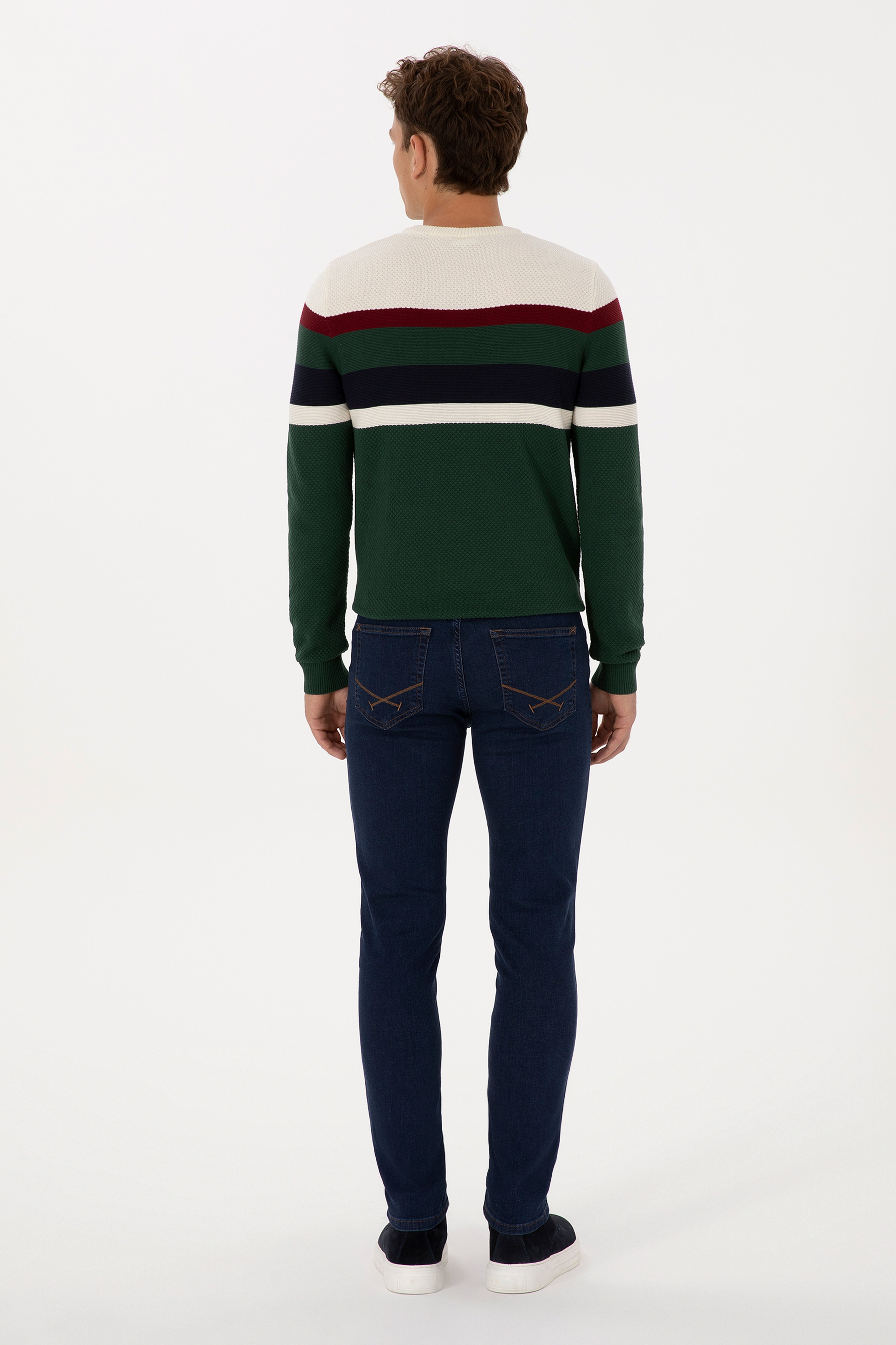 Erkek Koyu Mavi Slim Fit Jean Pantolon - Image 4