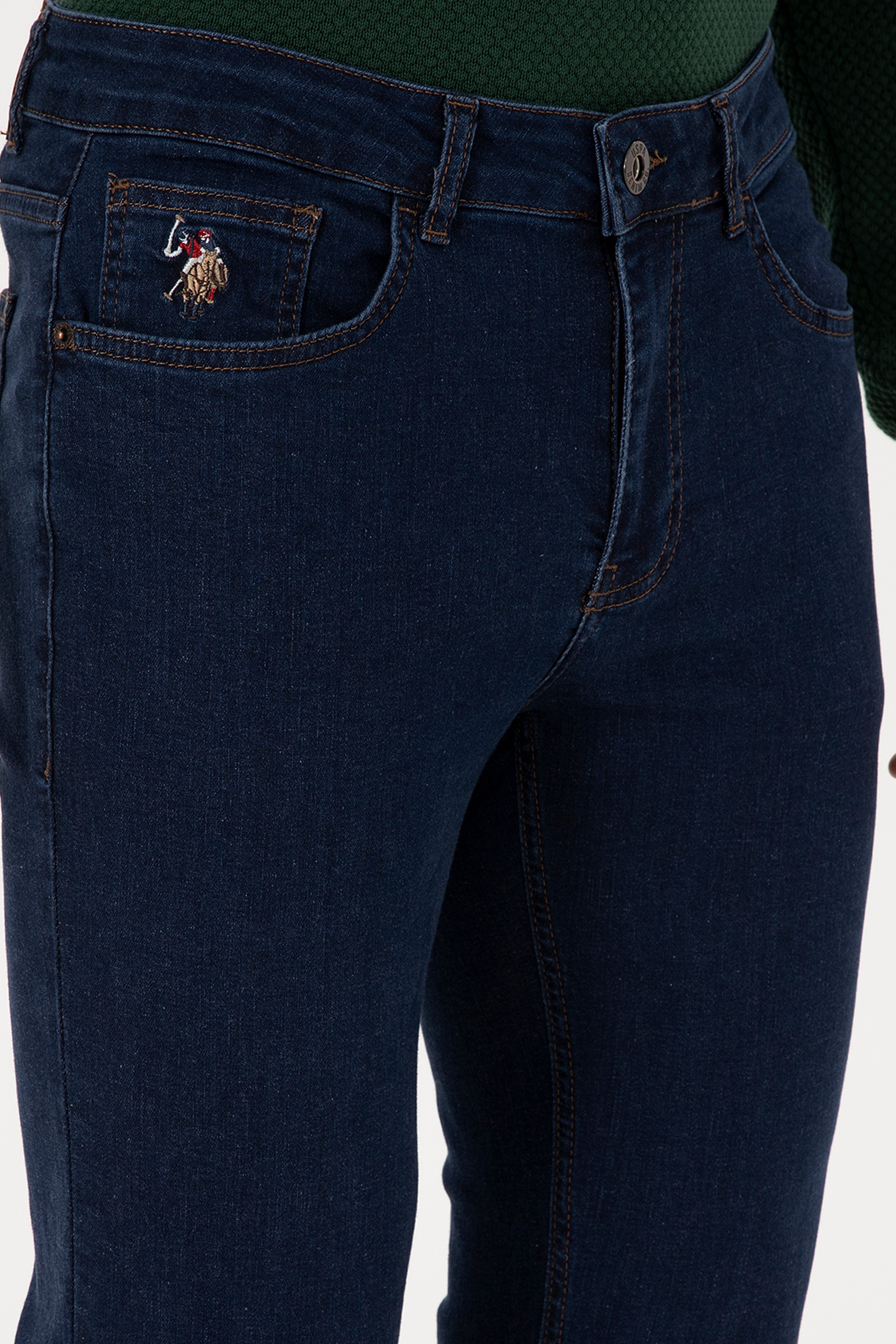 Erkek Koyu Mavi Slim Fit Jean Pantolon