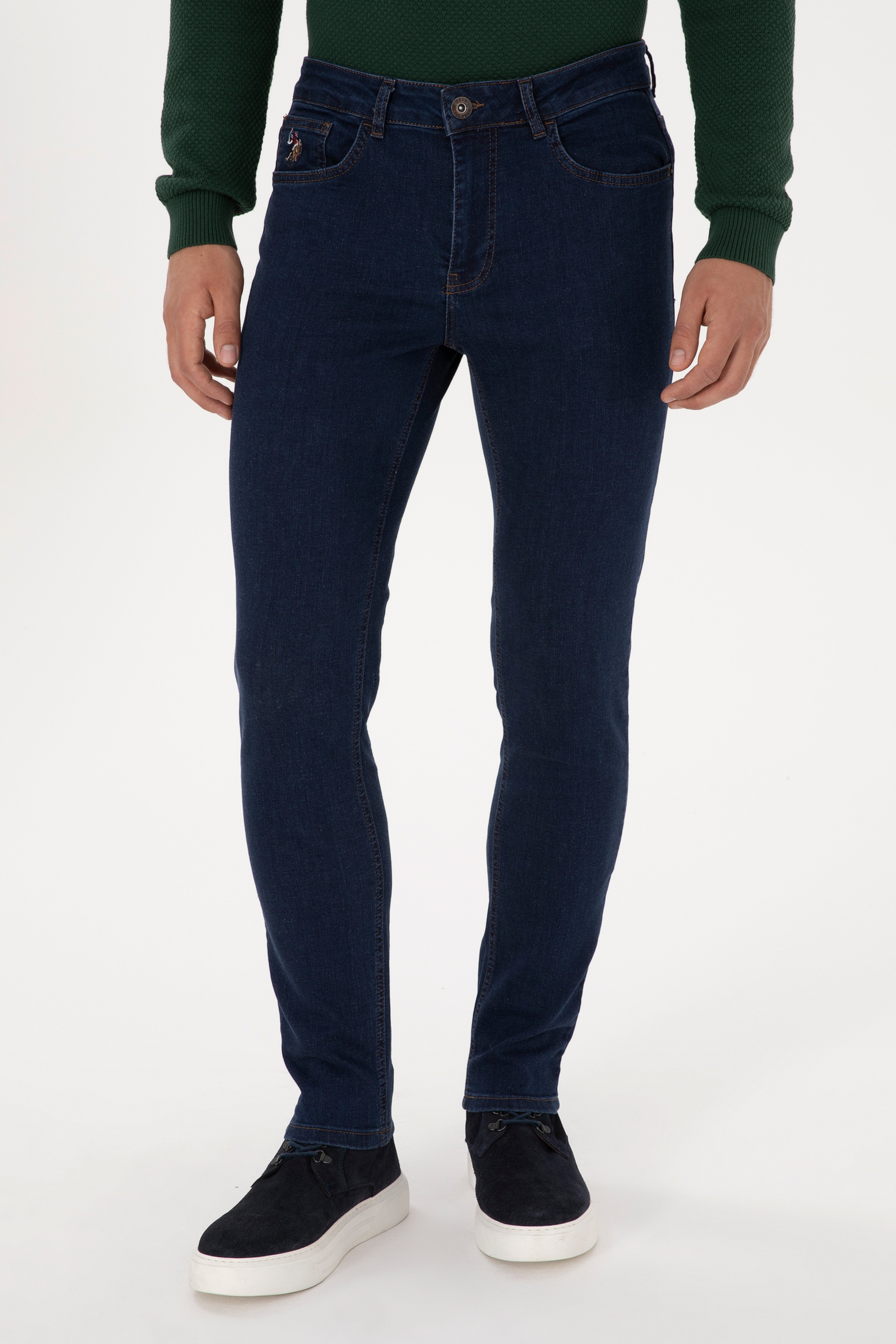 Erkek Koyu Mavi Slim Fit Jean Pantolon - Image 2