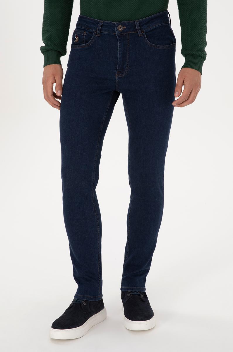 Erkek Koyu Mavi Slim Fit Jean Pantolon