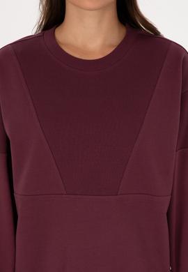 Kadın Bordo Pamuklu Bisiklet Yaka Sweatshirt - 50314170023