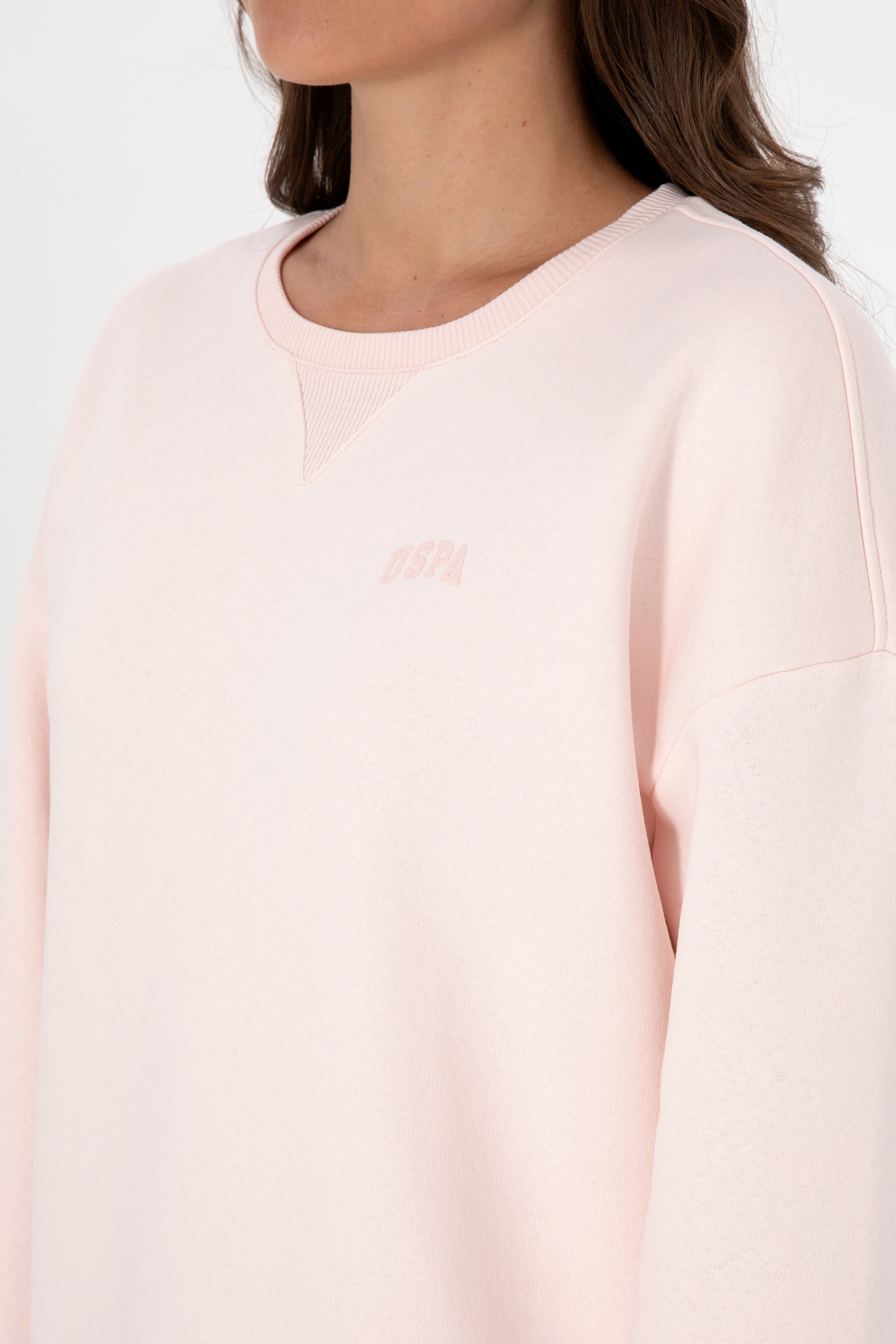 Kadın Açık Pembe Şardonlu Bisiklet Yaka Basic Sweatshırt - Image 7