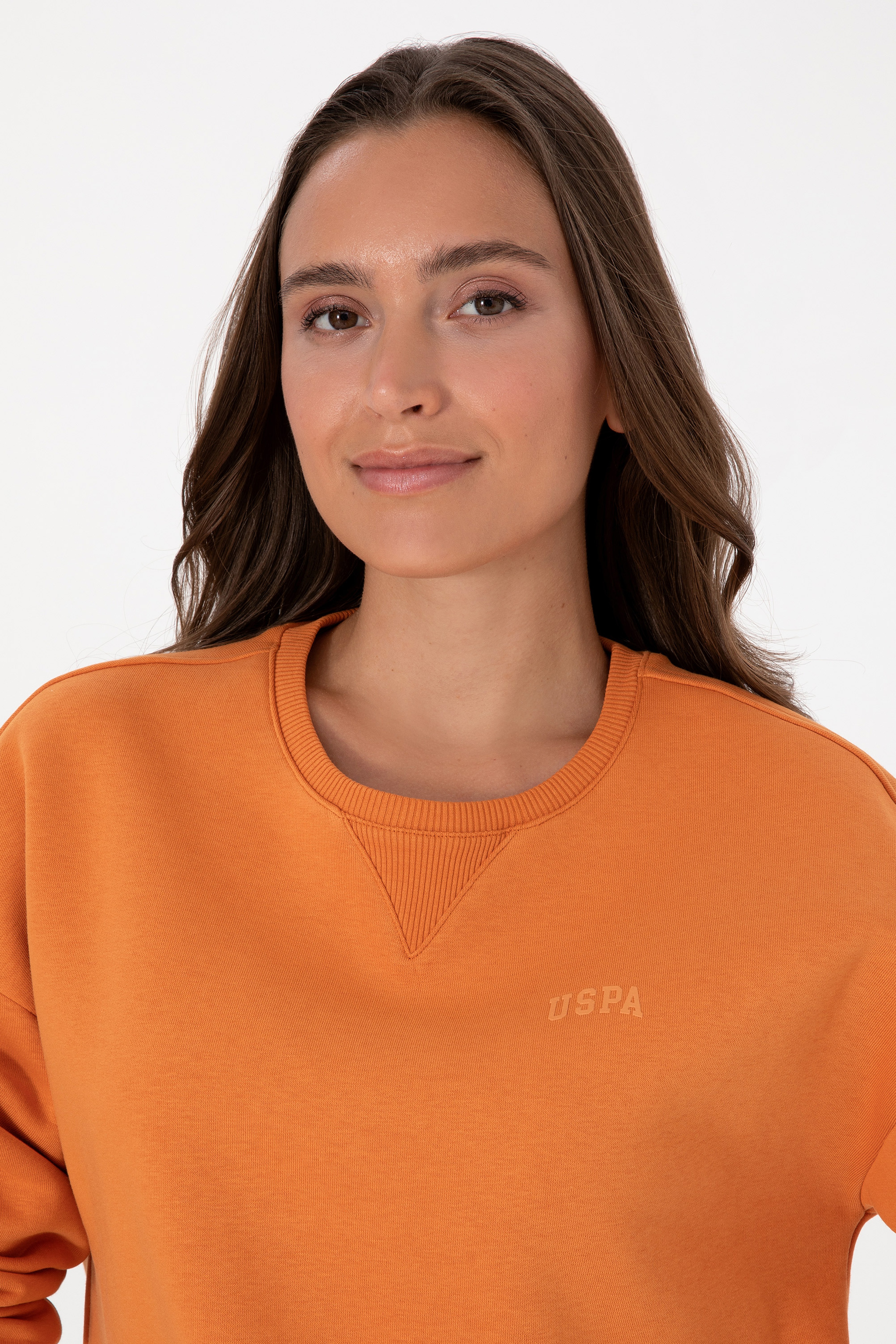 Kadın Bakır Şardonlu Bisiklet Yaka Basic Sweatshırt - Image 2