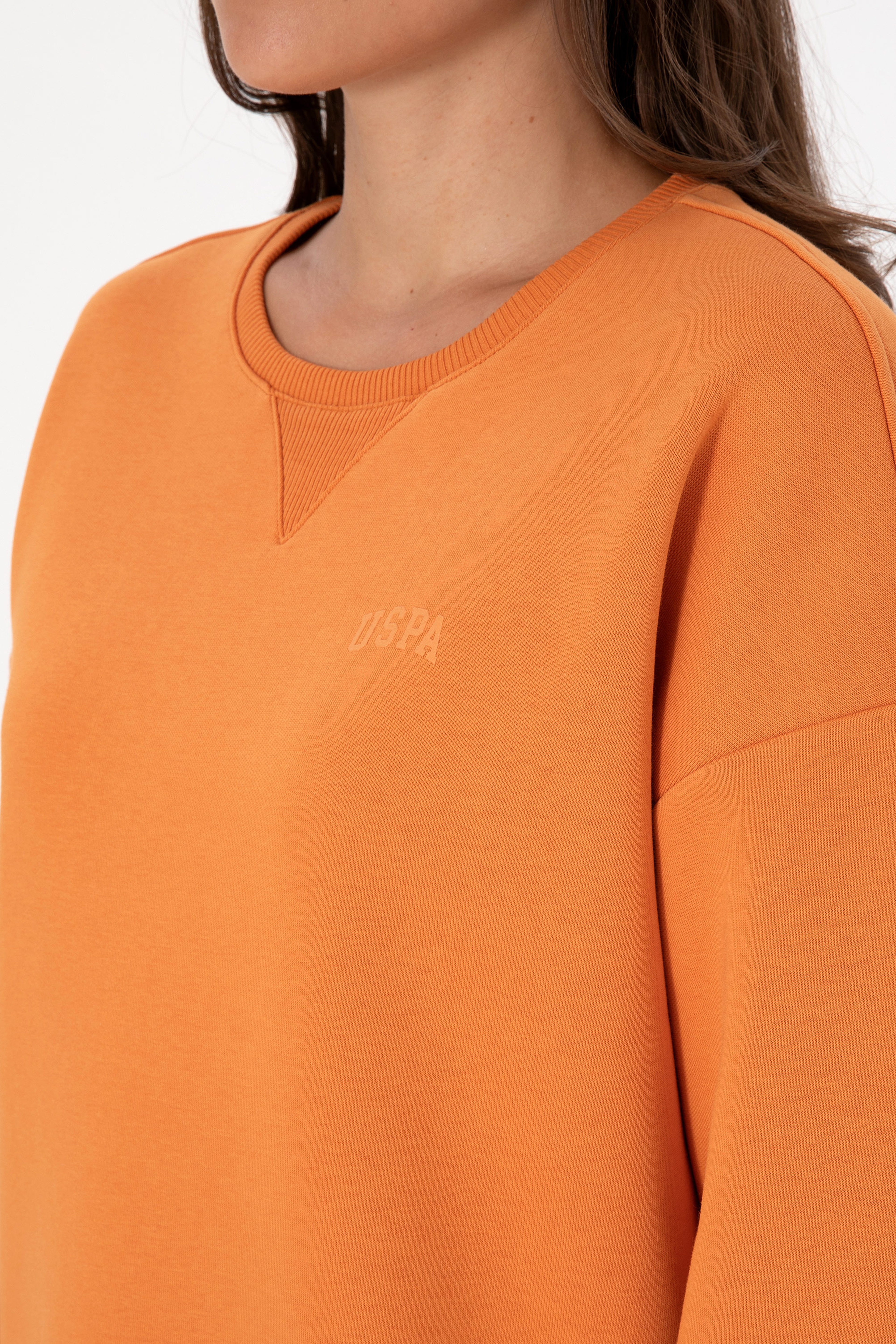 Kadın Bakır Şardonlu Bisiklet Yaka Basic Sweatshırt - Image 7