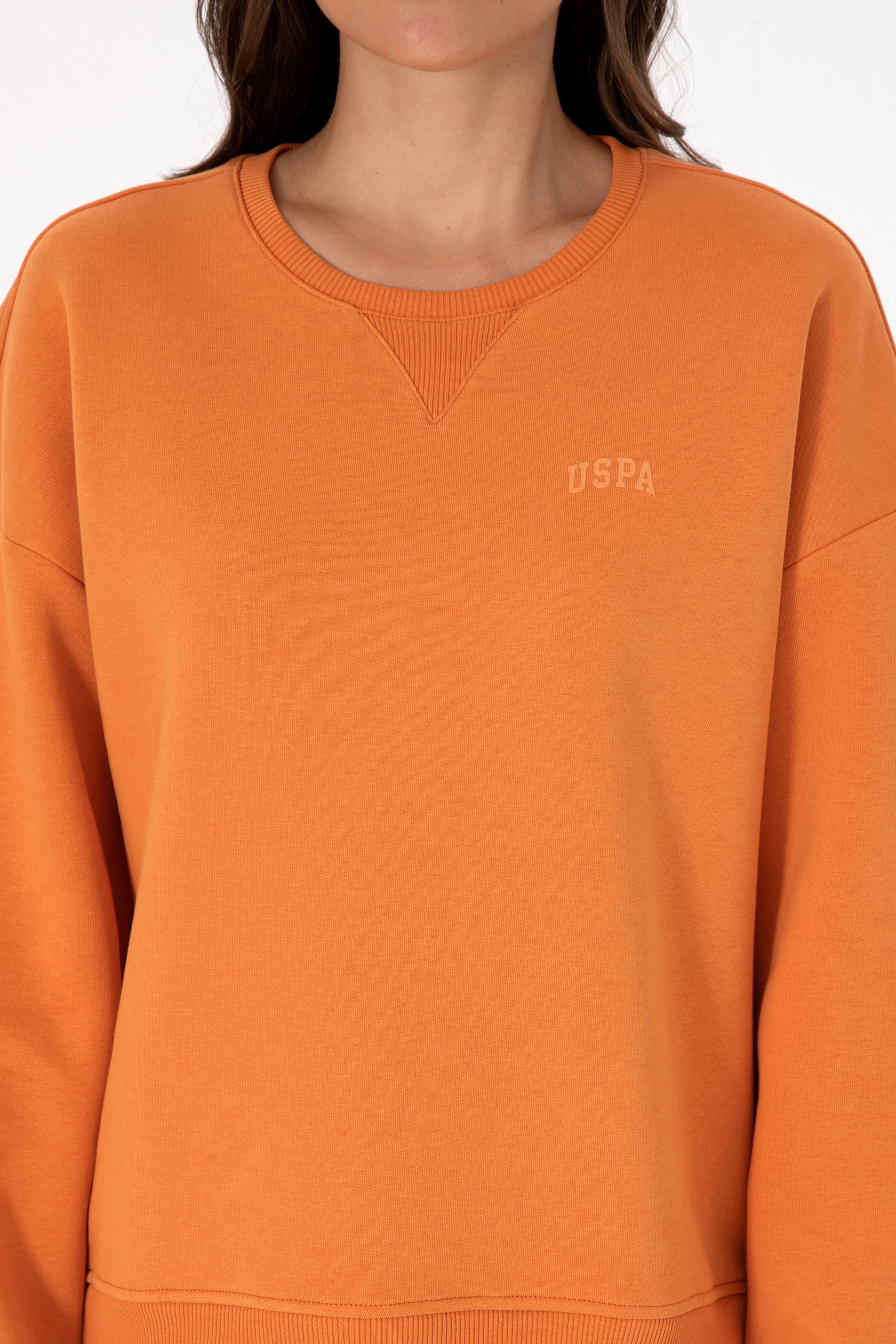 Kadın Bakır Şardonlu Bisiklet Yaka Basic Sweatshırt