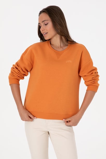 Kadın Bakır Şardonlu Bisiklet Yaka Basic Sweatshırt