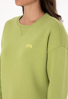 Kadın Fıstık Yeşili Şardonlu Bisiklet Yaka Basic Sweatshırt - 50313586077