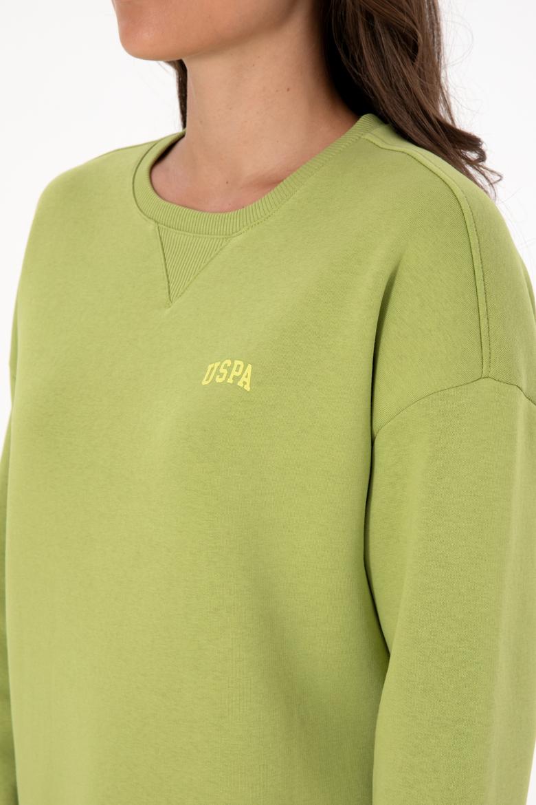 Kadın Fıstık Yeşili Şardonlu Bisiklet Yaka Basic Sweatshırt - 50313586077