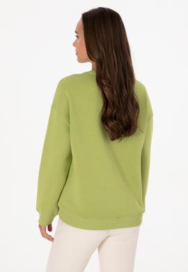 Kadın Fıstık Yeşili Şardonlu Bisiklet Yaka Basic Sweatshırt - 50313586077