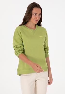 Kadın Fıstık Yeşili Şardonlu Bisiklet Yaka Basic Sweatshırt - 50313586077