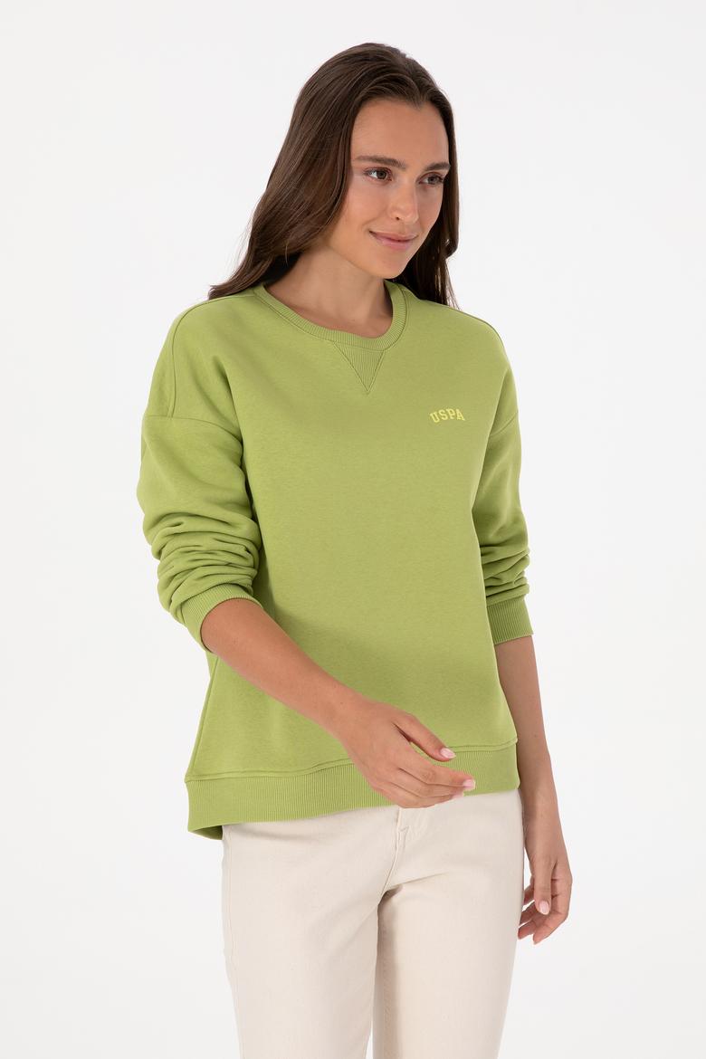 Kadın Fıstık Yeşili Şardonlu Bisiklet Yaka Basic Sweatshırt - 50313586077