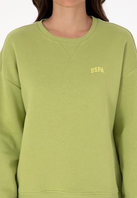 Kadın Fıstık Yeşili Şardonlu Bisiklet Yaka Basic Sweatshırt - 50313586077