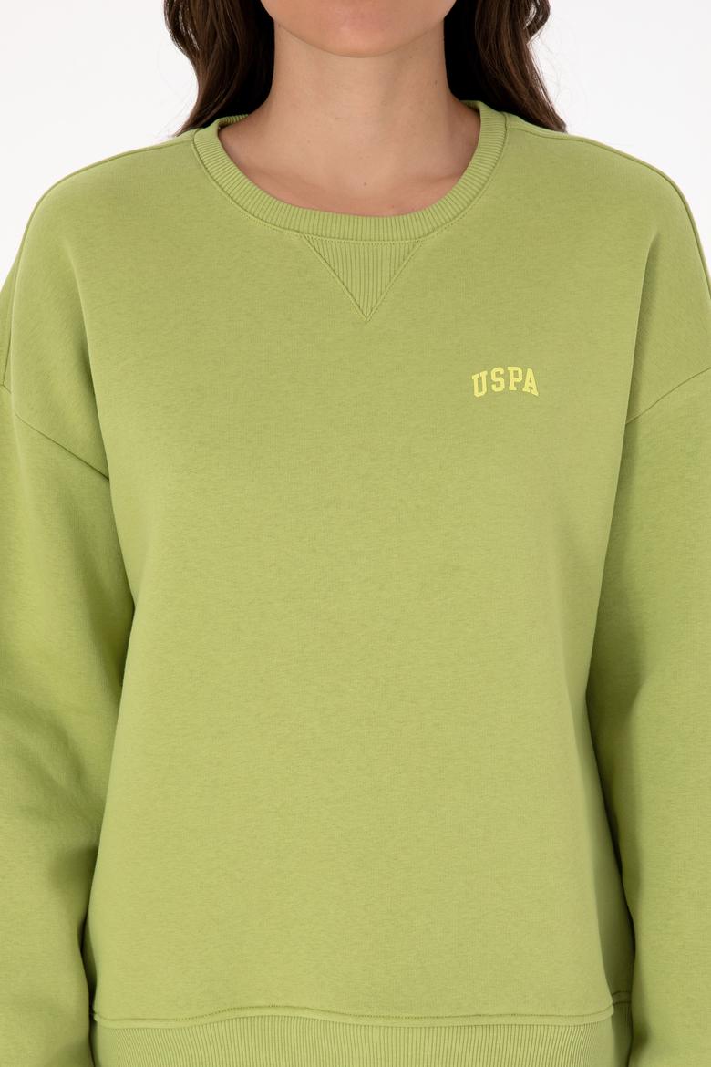 Kadın Fıstık Yeşili Şardonlu Bisiklet Yaka Basic Sweatshırt - 50313586077