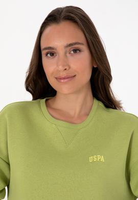 Kadın Fıstık Yeşili Şardonlu Bisiklet Yaka Basic Sweatshırt - 50313586077