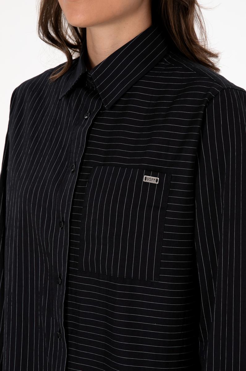 Kadın Siyah Uzun Kollu Çizgili Gömlek