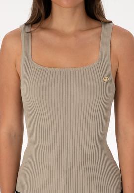 Kadın Açık Haki Kare Yaka Kazak - 50314626005