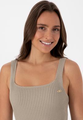 Kadın Açık Haki Kare Yaka Kazak - 50314626005