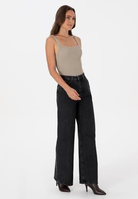 Kadın Açık Haki Kare Yaka Kazak - 50314626005