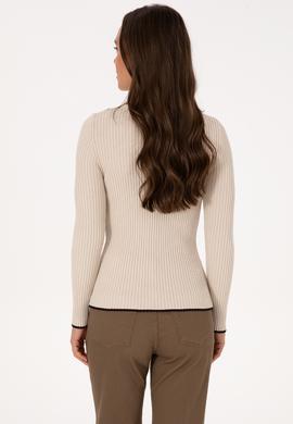 Kadın Taş Melanj Bisiklet Yaka Kazak - 50314780003