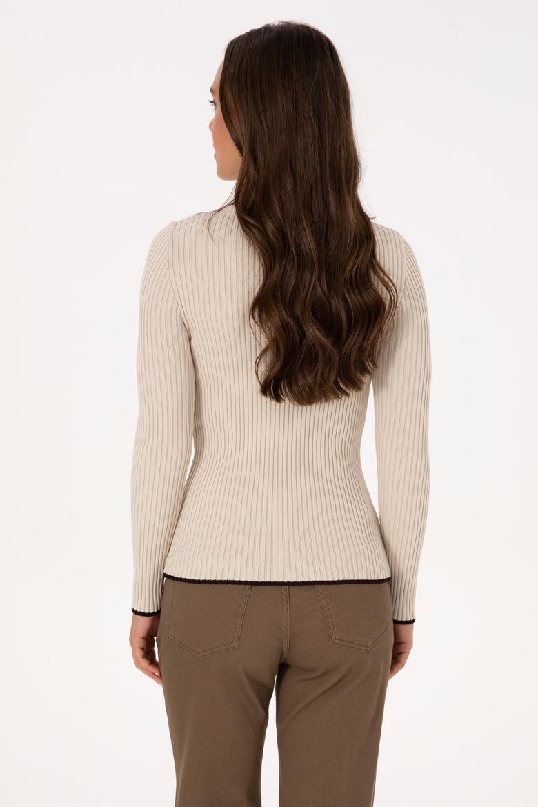 Kadın Taş Melanj Bisiklet Yaka Kazak - 50314780003