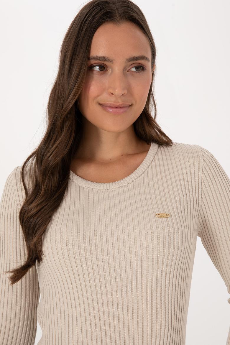 Kadın Taş Melanj Bisiklet Yaka Kazak - 50314780003