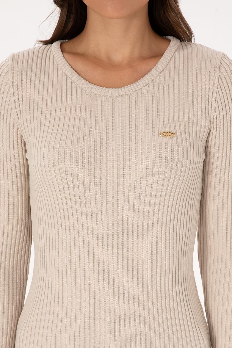 Kadın Taş Melanj Bisiklet Yaka Kazak - 50314780003