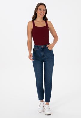 Kadın Bordo Kare Yaka Kazak - 50314626012