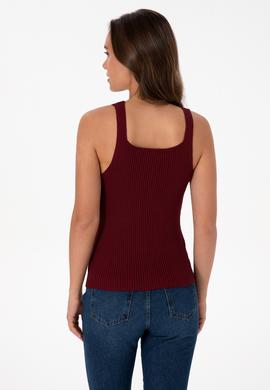 Kadın Bordo Kare Yaka Kazak - 50314626012