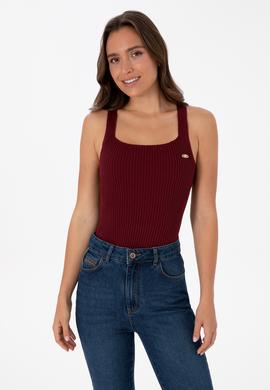 Kadın Bordo Kare Yaka Kazak - 50314626012