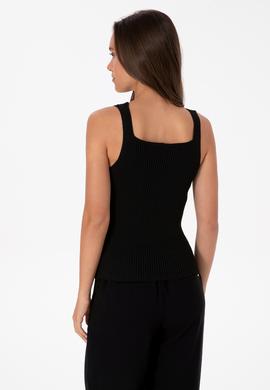 Kadın Siyah Kare Yaka Kazak - 50314626018