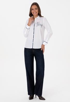 Kadın Beyaz Uzun Kollu Gömlek - 50316397002