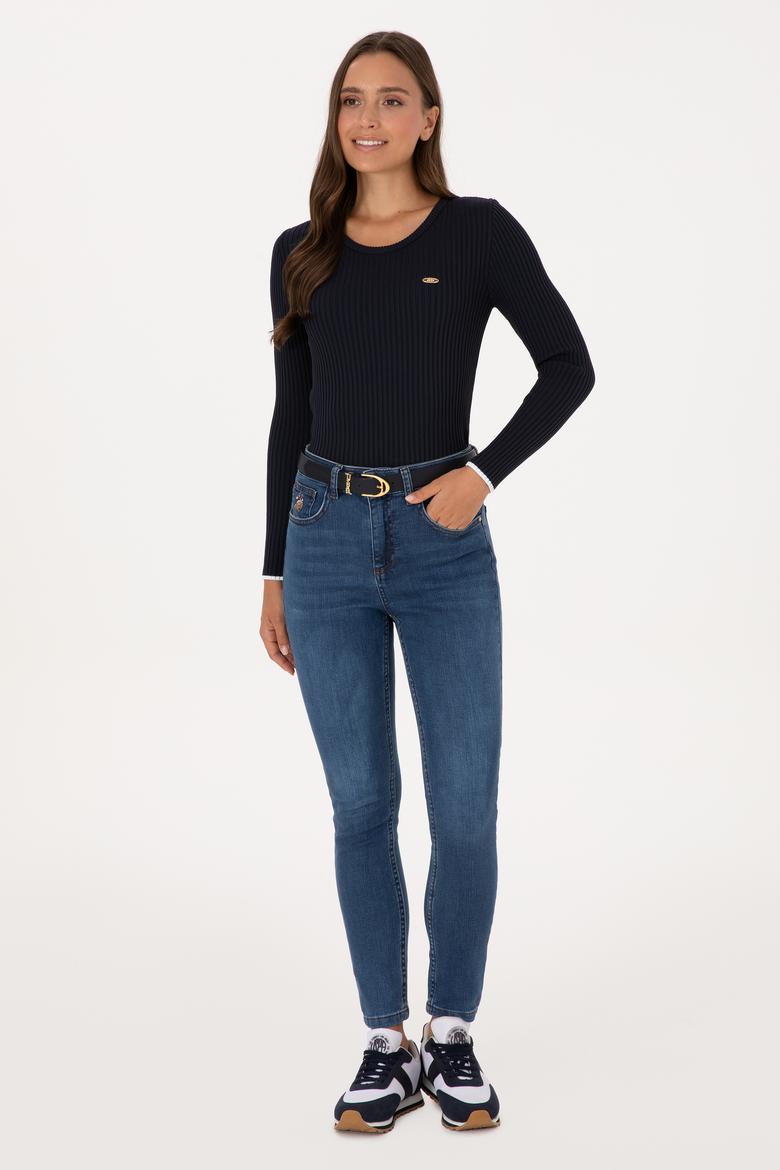 Kadın Lacivert Bisiklet Yaka Kazak - 50314780011