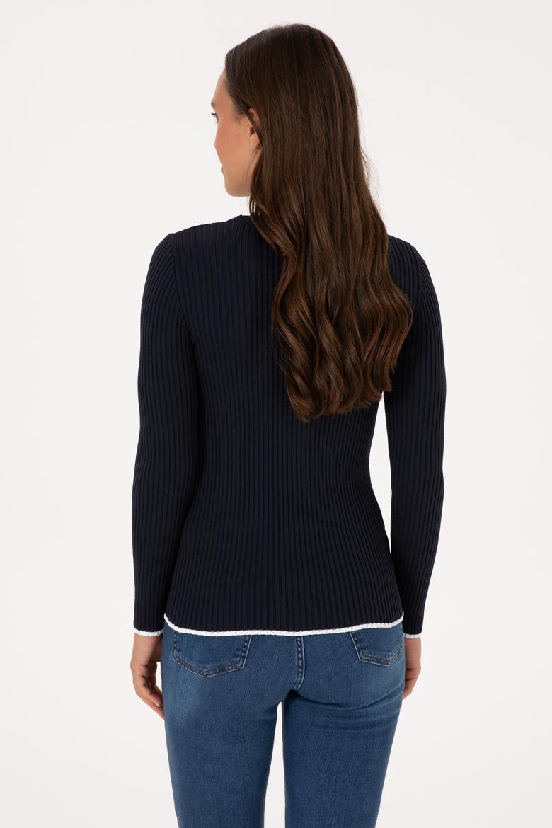 Kadın Lacivert Bisiklet Yaka Kazak - 50314780011