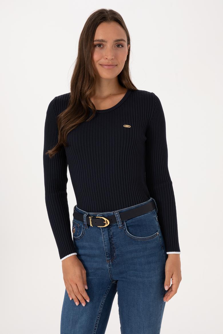 Kadın Lacivert Bisiklet Yaka Kazak - 50314780011