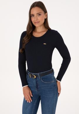 Kadın Lacivert Bisiklet Yaka Kazak - 50314780011