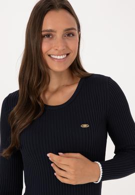 Kadın Lacivert Bisiklet Yaka Kazak - 50314780011