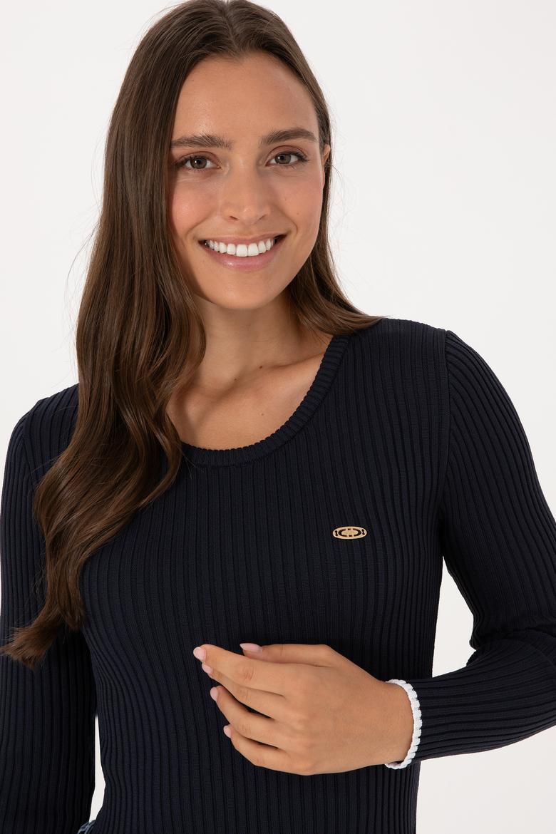 Kadın Lacivert Bisiklet Yaka Kazak - 50314780011