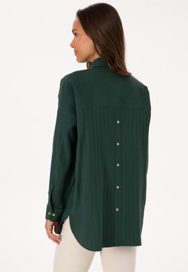 Kadın Koyu Yeşil Uzun Kollu Oversize Desenli Gömlek - 50316422012