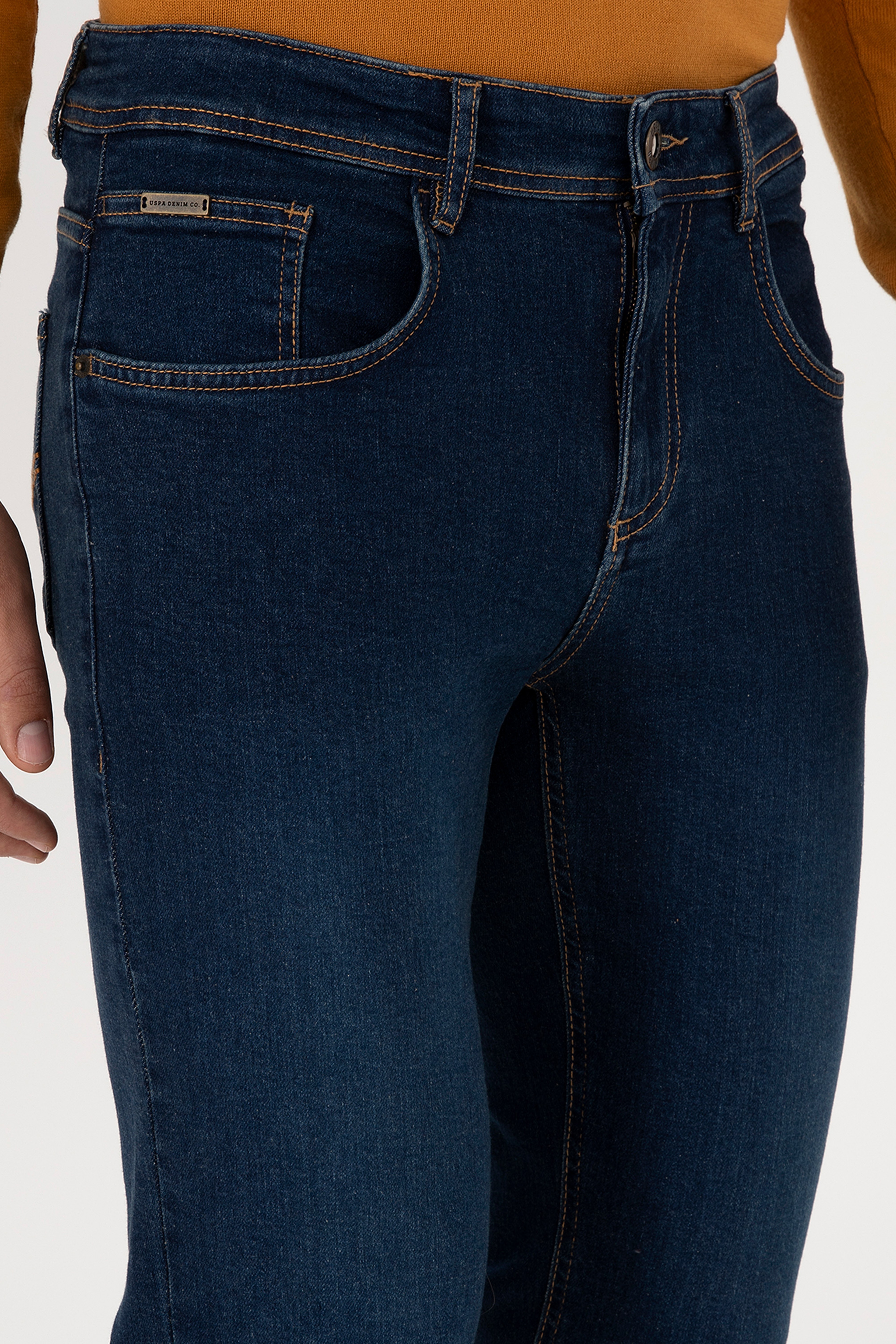Erkek Koyu Mavi Slim Fit Jean Pantolon