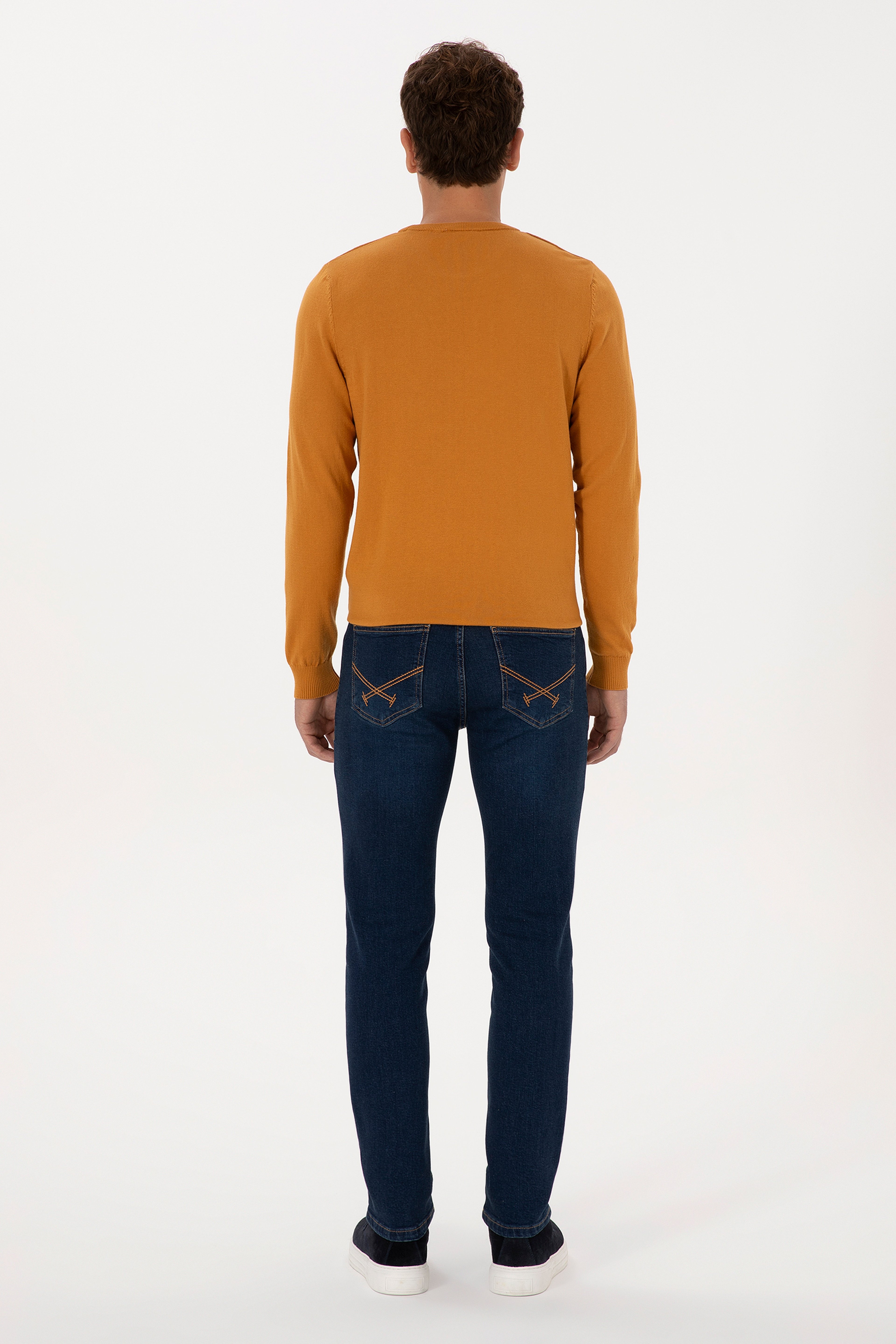 Erkek Koyu Mavi Slim Fit Jean Pantolon