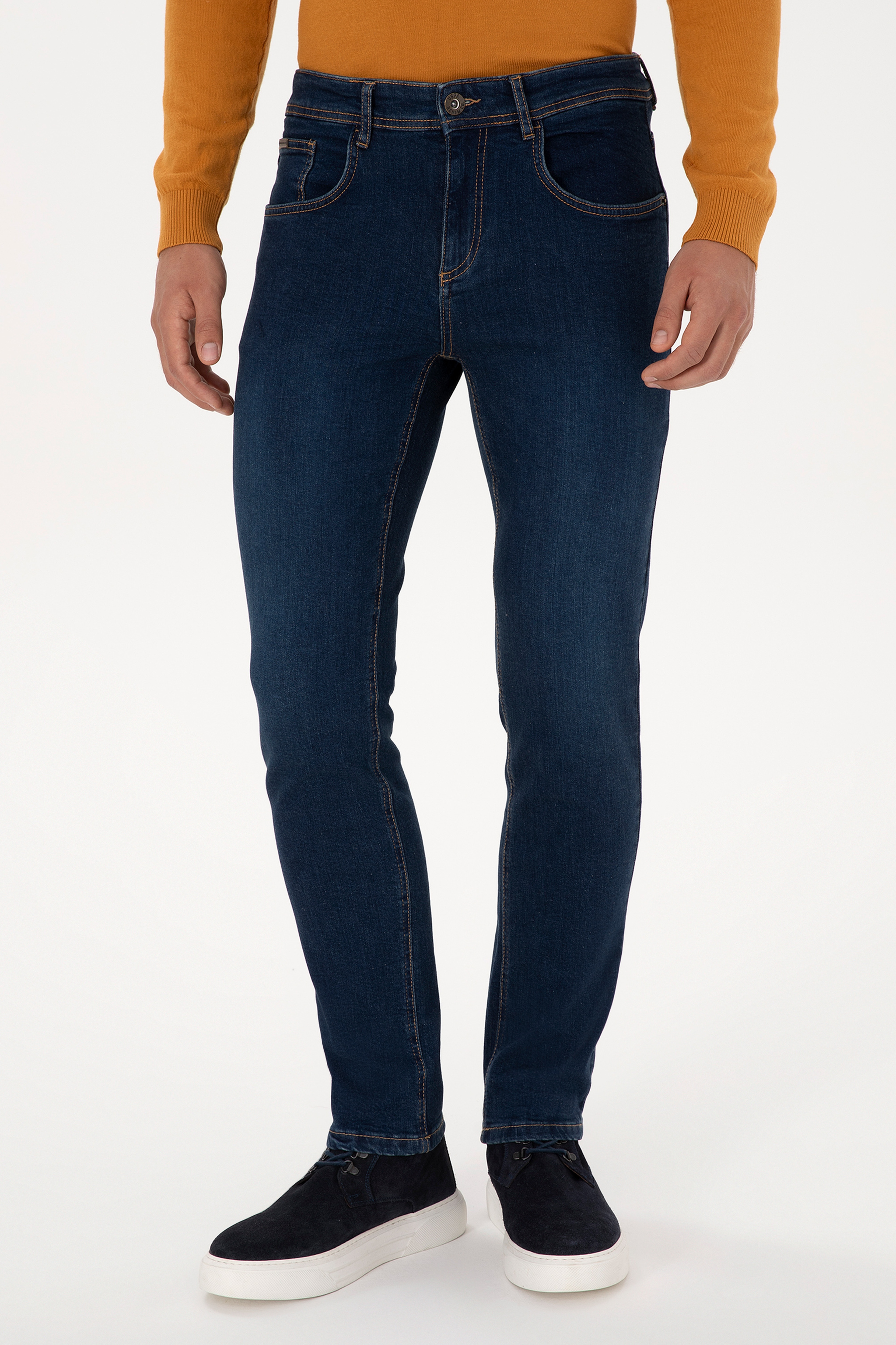 Erkek Koyu Mavi Slim Fit Jean Pantolon - Image 2