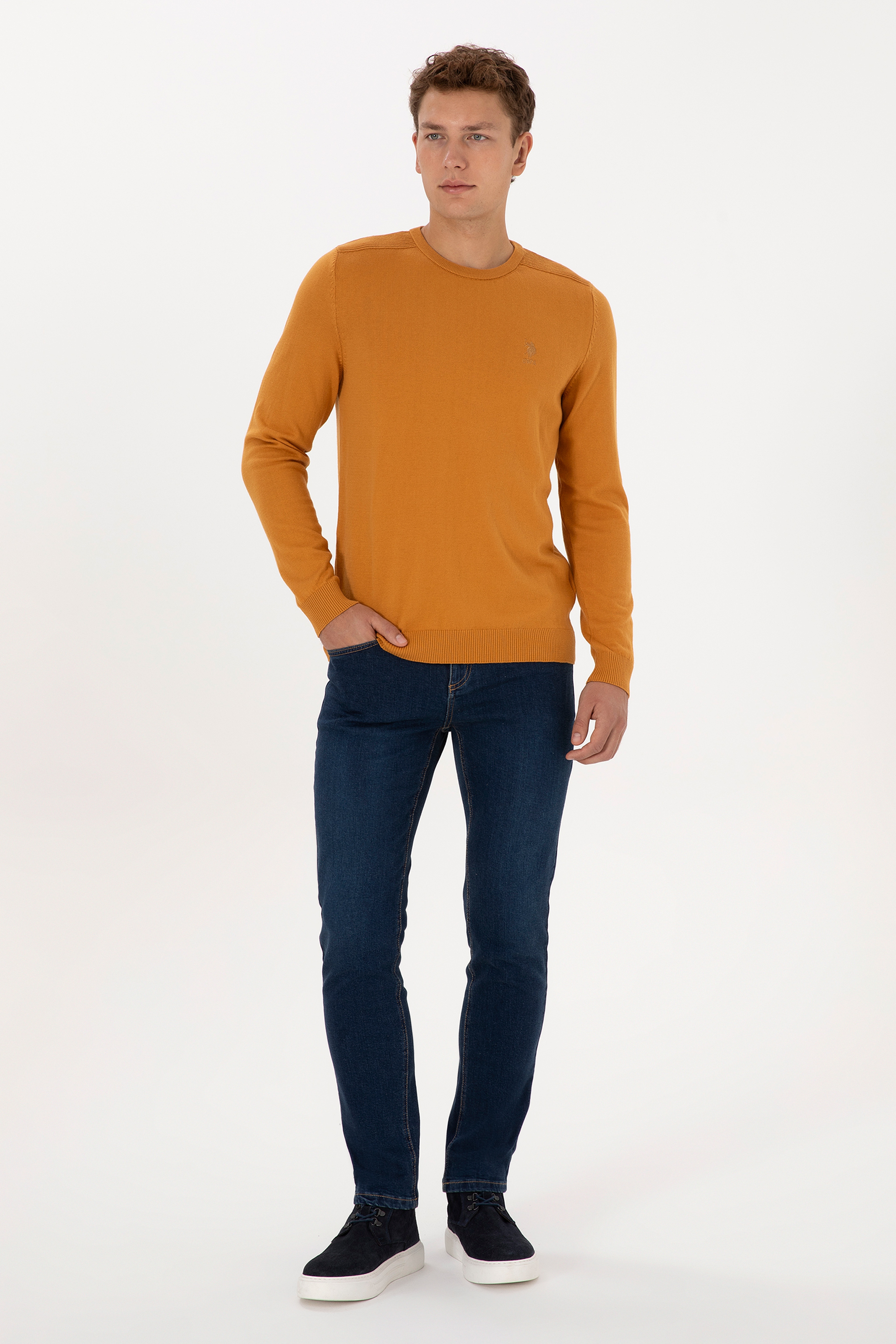 Erkek Koyu Mavi Slim Fit Jean Pantolon