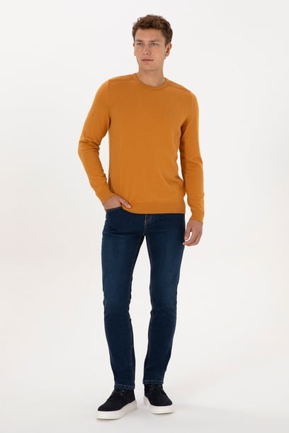 Erkek Koyu Mavi Slim Fit Jean Pantolon