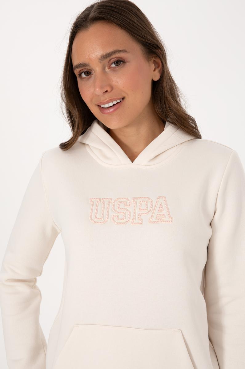 Kadın Krem Şardonlu Kapüşonlu Basic Sweatshirt