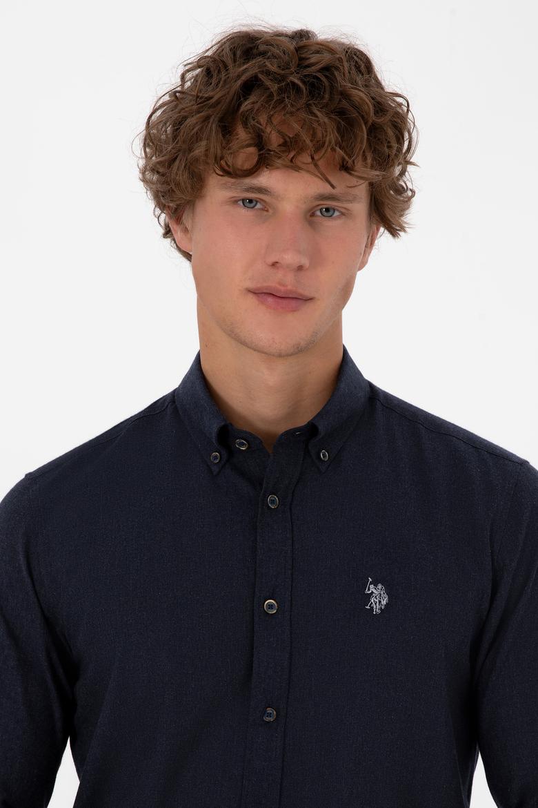 Erkek Lacivert Uzun Kollu Basic Gömlek - 50316721024