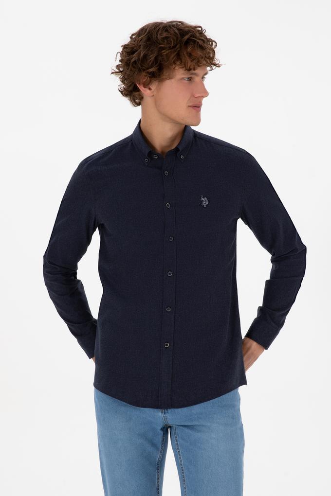 Erkek Lacivert Uzun Kollu Basic Gömlek