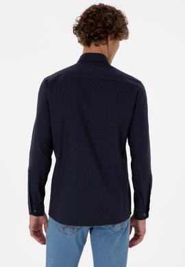 Erkek Lacivert Uzun Kollu Basic Gömlek - 50316721024