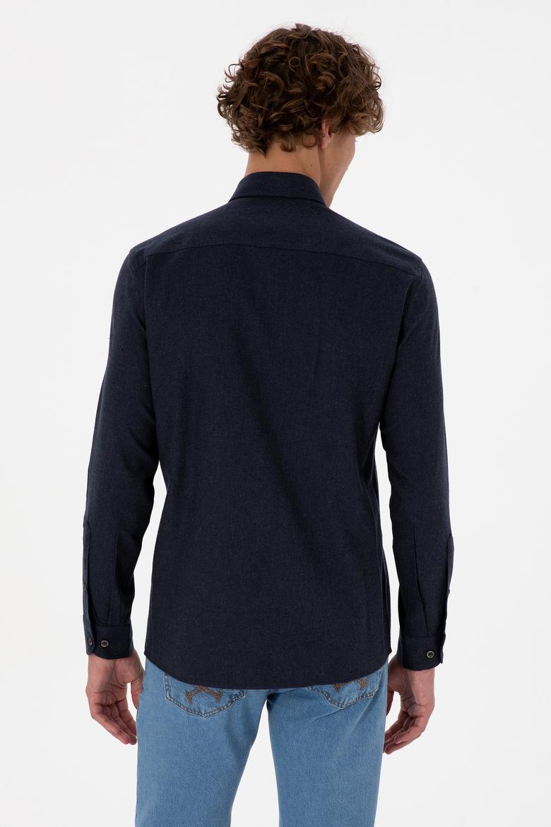 Erkek Lacivert Uzun Kollu Basic Gömlek - 50316721024