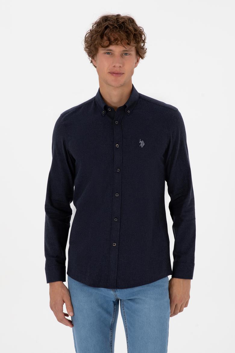 Erkek Lacivert Uzun Kollu Basic Gömlek - 50316721024